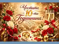 Картичка „Честита 10-та годишнина“