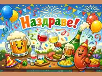 Весела пейзажна картичка „Наздраве!“