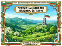 3 март: Честит Национален празник на България с Паметника на Шипка и българското знаме.