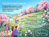 Красива картичка за Цветница с пожелания за имен ден