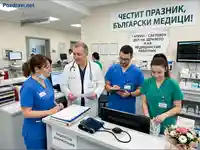 Български медици празнуват Световния ден на здравето в хирургично отделение.