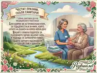 Картичка за 7 април с поздрав и благодарност към санитарите за техните грижи, човечност и всеотдайност