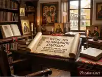 Ден на народните будители в старинна библиотека с икони и книги