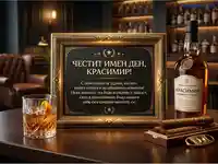 Честит имен ден, Красимир! Елегантен поздрав с уиски, пури и пожелания за празника.