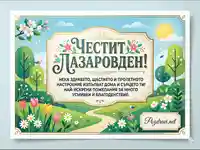 Модерна картичка за Лазаровден с пролетни пожелания