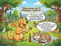 Международен ден на домашните любимци: Куче и котка празнуват с бира и хумор.