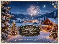 Идилична зимна вечер в планината