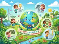 Световен ден на енергийната ефективност: Деца учат еко навици за опазване на Земята с възобновяема енергия.