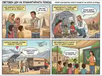 Световен ден на хуманитарната помощ: Комикс за спасяване на животи, медицинска грижа и образование.
