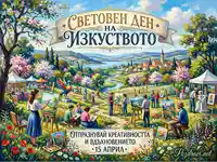 Световен ден на изкуството: Художници рисуват на открито в пролетен пейзаж, празнувайки креативността на 15 април.