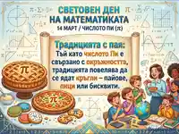 Световен ден на математиката: Празник на числото Пи с вкусни пайове, пици и бисквити, и весели деца.