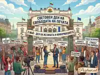 Празник на Световния ден на свободата на печата: Журналисти и граждани защитават истината и независимостта на медиите.