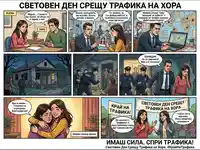 Комикс за борба с трафика на хора: от изчезване до спасяване и призив за действие.