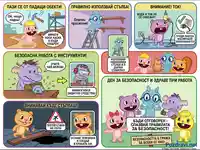 Плакат за безопасност на труда: Правила и съвети за безопасна работна среда с Happy Tree Friends