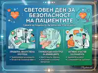 Световен ден за безопасност на пациентите: Инфографика за правилна лекарствена употреба, превенция на инфекции и активно участие.