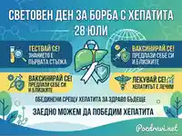 Световен ден за борба с хепатита: Тествай се, ваксинирай се, лекувай се! Заедно можем да победим хепатита.