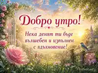 Романтична утрин с рози, златно слънце и вдъхновяващо послание за добър ден