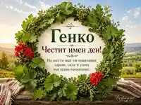 Имен ден на Генко с пролетен венец, здравец и гергьовденско послание