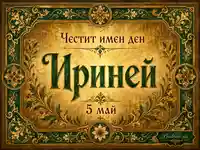 Златна винтидж картина за имен ден на Ириней на 5 май