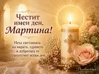 Имен ден на Мартина със свещ, кръст, роза и благослов за вяра, здраве и доброта