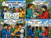 Деца празнуват Световния ден на мира с доброта, приятелство и обща надежда