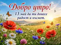 Добро утро за 13 май с пролетна поляна, цветя, пеперуди и слънчево настроение