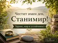 Имен ден на Станимир с планински изгрев, книги, компас и маслинови клонки
