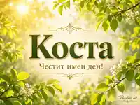 Слънчева пролетна картичка за имен ден на Коста