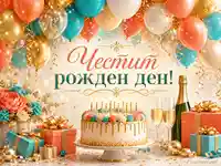 Бляскав рожден ден с торта, балони, подаръци и шампанско