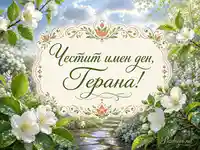 Честит имен ден, Герана с бели пролетни цветя и нежна флорална украса