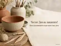 Керамична занаятчийска картичка с топъл и спокоен стил