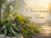 Еньовденски натюрморт с билки, роса и утринна светлина