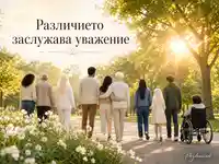 Международен ден за информираност за албинизма с надпис „Различието заслужава уважение“