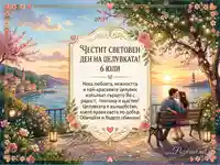 Картичка с пожелание за Световния ден на целувката – 6 юли
