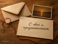 Топла благодарност с бележка „С обич и признателност“