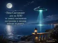 Нощен морски пейзаж с НЛО за Световния ден на НЛО