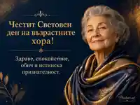 Достолепна възрастна жена в златна октомврийска светлина за Световния ден на възрастните хора