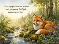 Червена лисица край горски поток за Деня на дивата природа