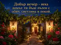 Добър вечер с лозница, рози и топъл дом