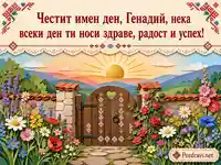 Честит имен ден Генадий с цветна българска градина и фолклорни мотиви