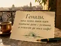 Имен ден на Генади с кафе, зелено мастило и утринна София