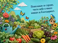 Картичка за чист въздух, синьо небе, здраве и благодарност