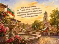 Акварелна картичка за Съединението на България – 6 септември