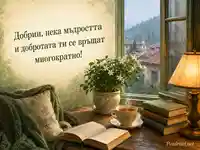 Уютна картичка за Добрин с пожелание за мъдрост и доброта