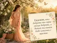 Романтична картичка за Евдокия с цветна градина и нежно пожелание