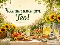 Лятна градинска картичка за имен ден на Тео