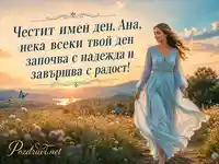 Нежна картичка за именния ден на Ана сред цветна поляна