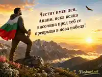 Планинска картичка за имен ден на Анани с пожелание за високи победи