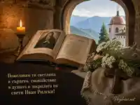 Картичка за Успение на свети Иван Рилски със светлина и закрила