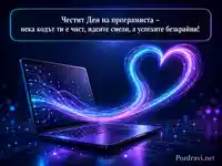 Светещо сърце и лаптоп за Деня на програмиста